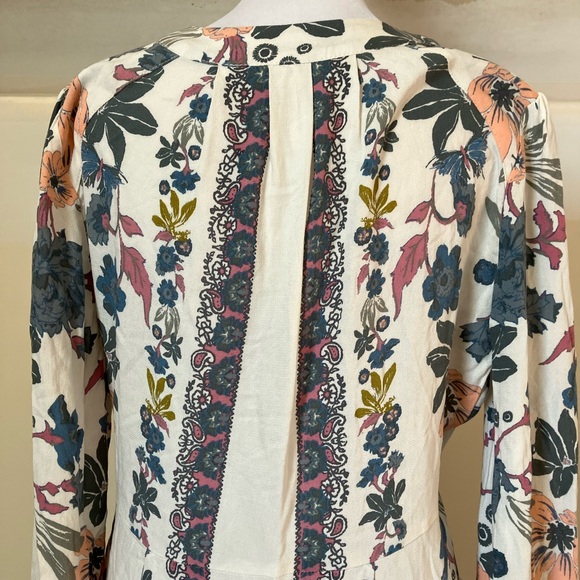Free People Violet Hill Floral Print Long Sleeve Tunic Top size 4 - Picture 9 of 11